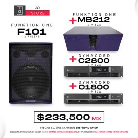 Funktion One F101 Altavoz (2 Piezas) + MB212 Subwoofer (1 Pieza) + Dynacord C1800 Amplificador ( 1 Pieza) + Dynacord C2800 Ampl
