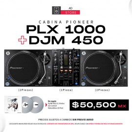 Pioneer PLX 1000 Tornamesa Para Dj (2 Piezas) + Pioneer DJM 450 Mezcladora Para Dj + De Regalo Pioneer Dj RB VD2 CL Vinilos de 